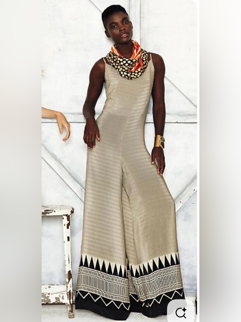 Anthropologie ANU Silk Wide Leg Jumpsuit Small Boho- Rare